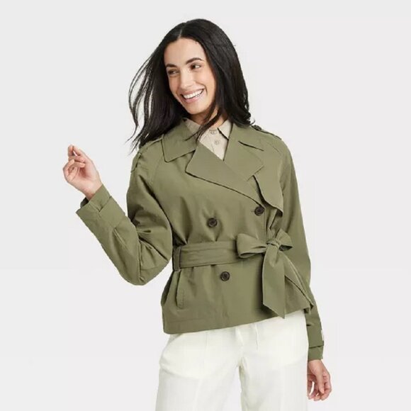 Size XXL brand new OLIVE color  “A New Day” Women's Short Trench Coat - Picture 1 of 4